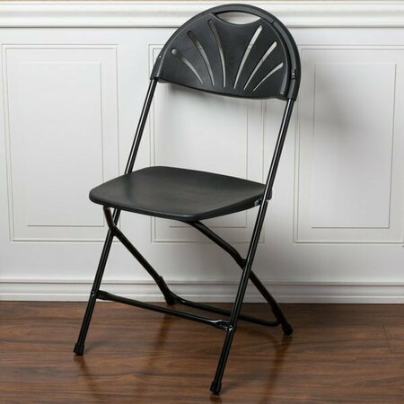 LANCASTER TABLE & SEATING Black Plastic Fan Back Folding Chair 384DG64298BK